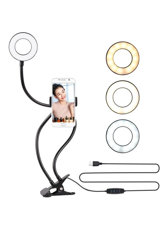 ANDOER 2-In-1 LED Ring Light with Cell Phone Holder Stand Set Black - Image 4