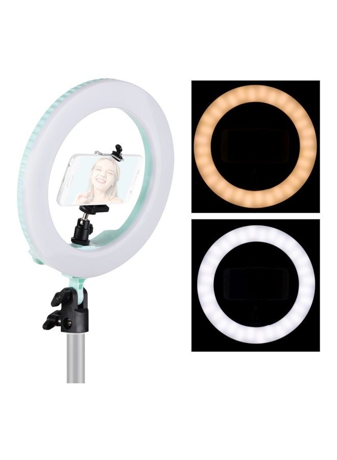 LED Ring Light Studio Video Lamp With Cell Phone Holder Set Green - Image 3