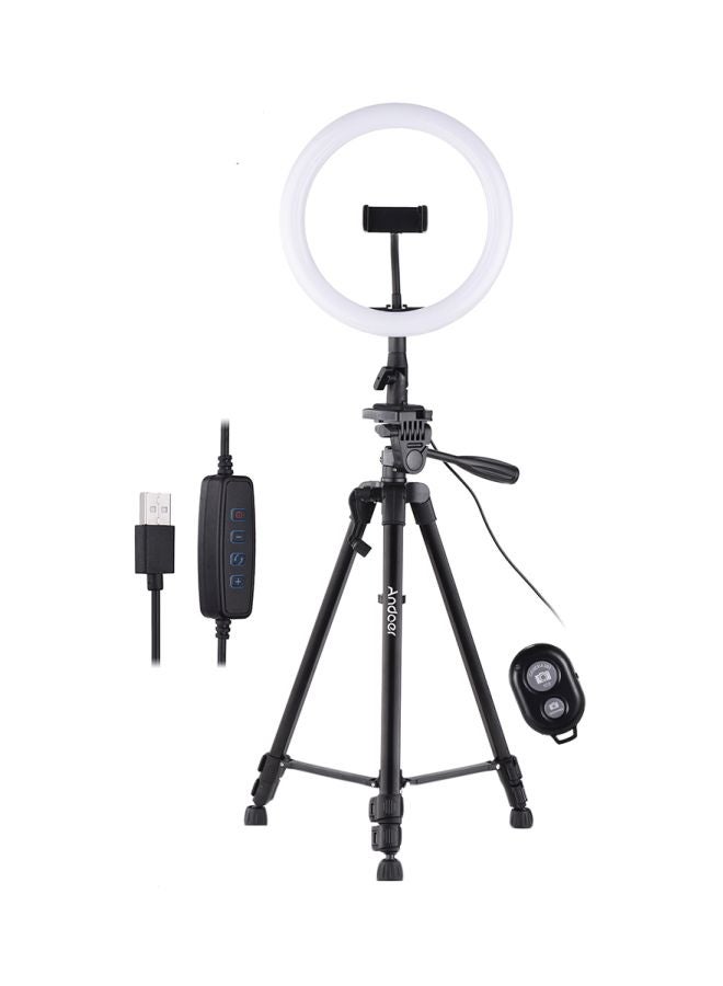 ANDOER LED Ring Light With Tripod Stand White/Black - Image 1