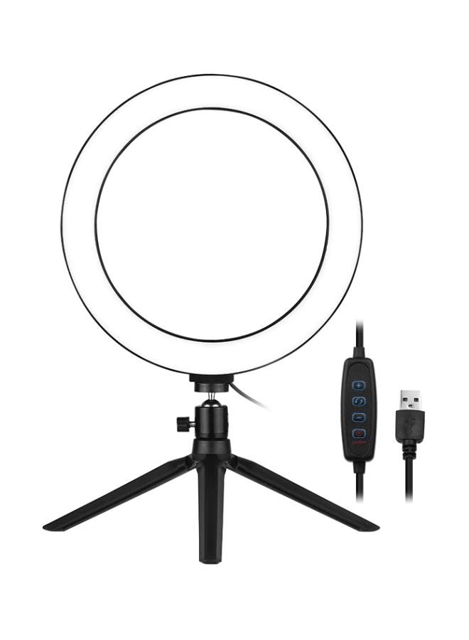 مصباح LED حلقي مع حامل ثلاثي القوائم أبيض/ أسود/ أخضر - Image 1