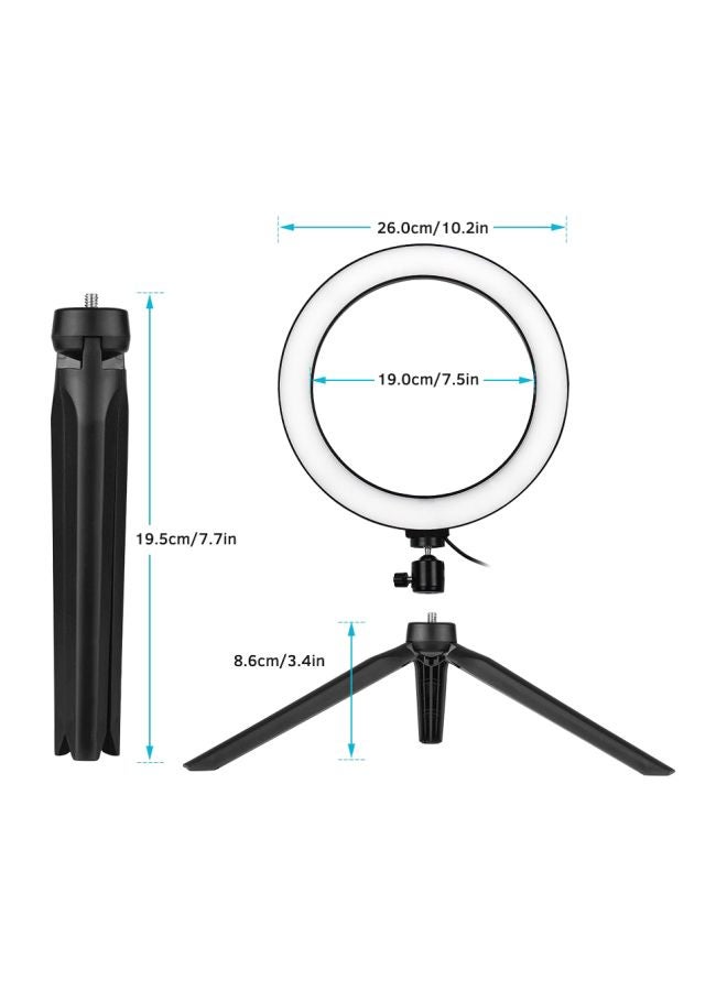 مصباح LED حلقي مع حامل ثلاثي القوائم أبيض/ أسود/ أخضر - Image 2