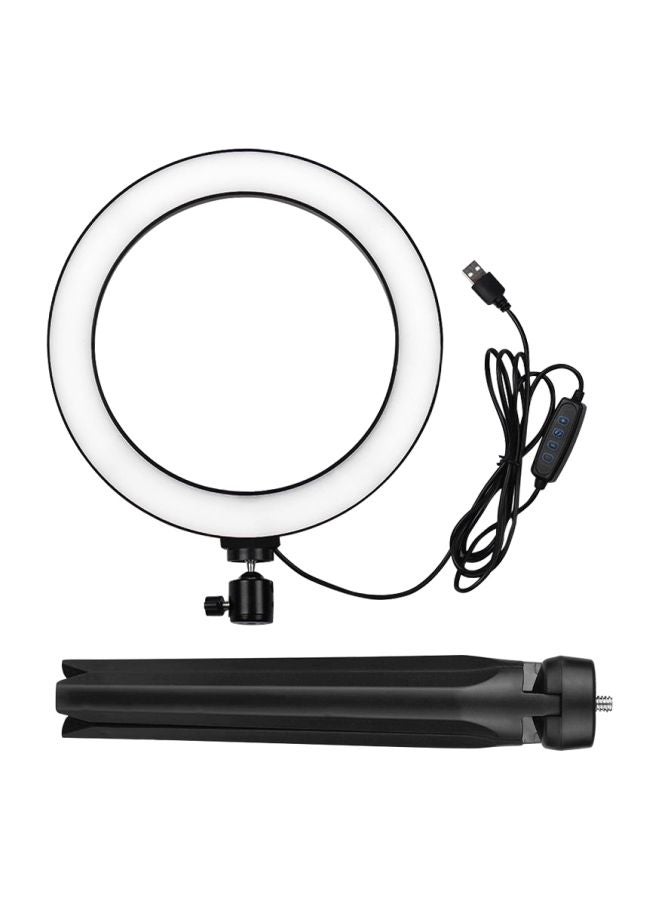 مصباح LED حلقي مع حامل ثلاثي القوائم أبيض/ أسود/ أخضر - Image 3