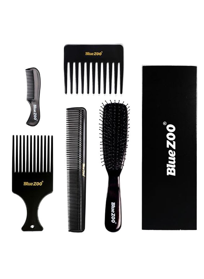 Blue zoo 5-Piece Hair Cutting Styling Combs Set With Case Black