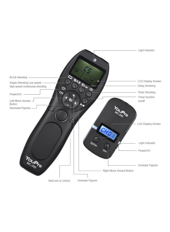Wireless Shutter Release Remote Control Kit For Canon Dslr Cameras Black