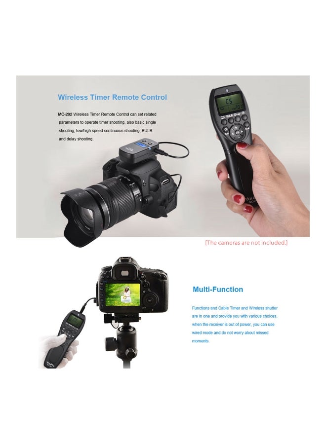 Wireless Shutter Release Remote Control Kit For Canon Dslr Cameras Black