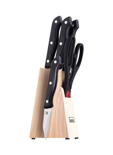 6-Piece Knife Set Stainless Steel Black/Silver/Beige 10x5x15cm