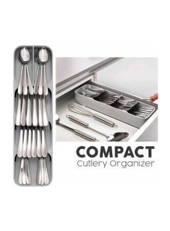 Feelings 5-Compartment Plastic Cutlery Organiser Dark Grey 39.8x11.4x5.8centimeter  - Image 3