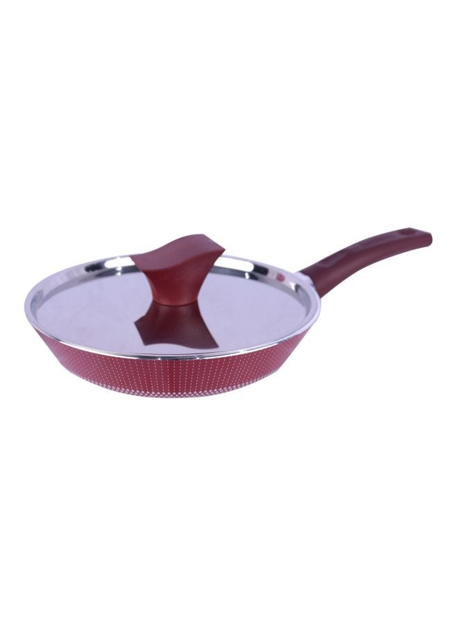 Bin-Shihoun-Abomar Non-Stick Frying Pan With Lid Red/Silver 20cm 