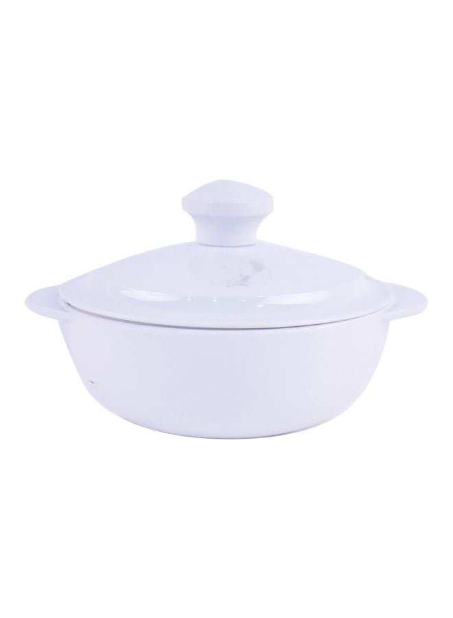 بن شيهون أبوعمر وعاء مستدير مزود بغطاء ومقبضين أبيض 17x5.5Ø³Ù†ØªÙŠÙ…ØªØ± - Image 1