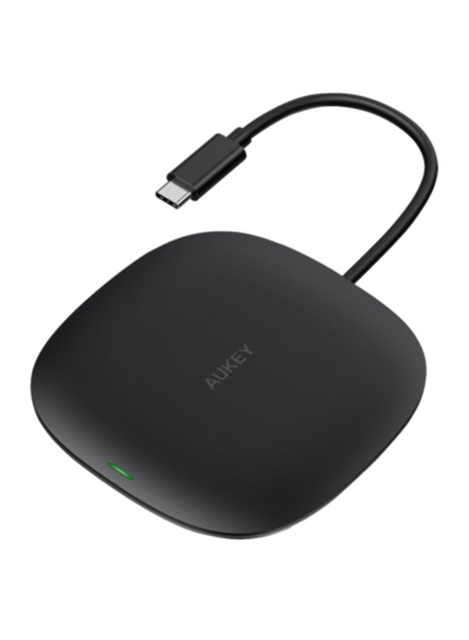 Aukey USB-C 5 in 1 Data Hub 100W PD With Wireless Charger,CB-C70 Black - Image 1