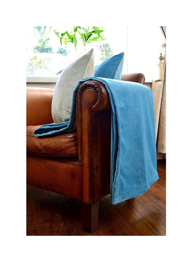 REGAL IN HOUSE - 3-Piece Matt Velvet Bed Runner And Cushion Cover Set polyester Duck Egg Blue - Image 1