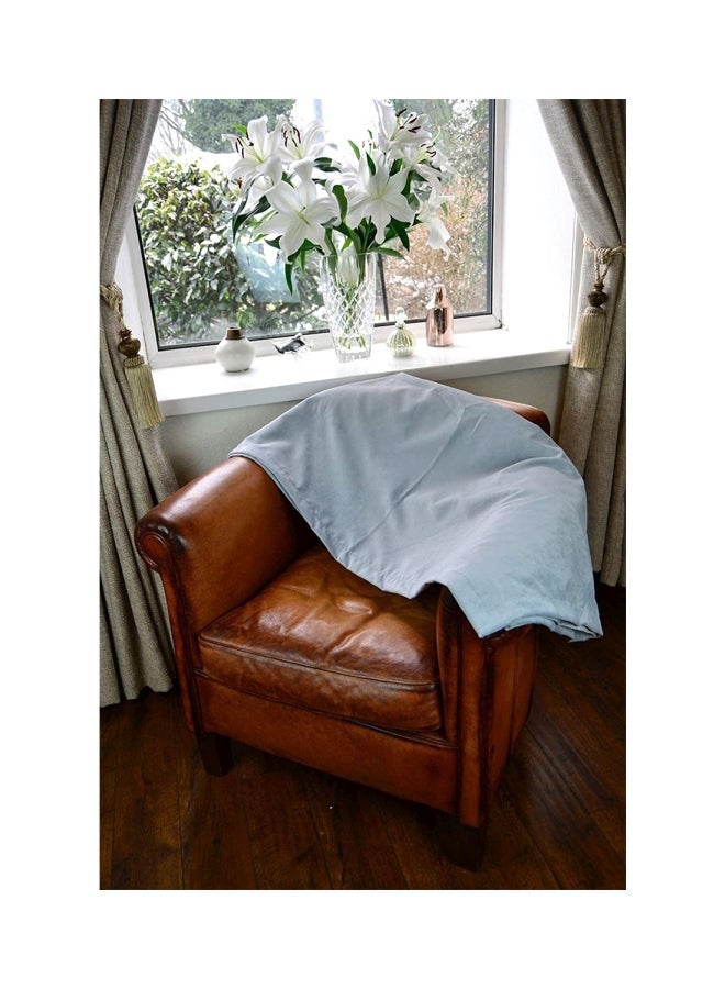 ريغال إن هاوس طقم غطاء وسادة وسرير مخملي بلون مطفأ من 3 قطع polyester رمادي فاتح - Image 3