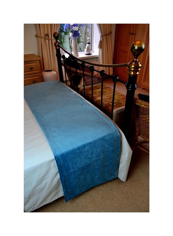 REGAL IN HOUSE - 3-Piece Matt Velvet Bed Runner With Cushion Cover Set polyester Duck Egg Blue - Image 1