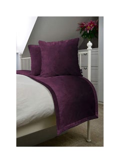REGAL IN HOUSE 3-Piece Matt Velvet Bed Runner With Cushion Cover Set polyester Aubergine Purple  - Image 1