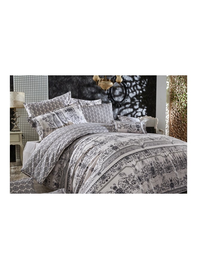 ريغال إن هاوس طقم لحاف رانفورس مطبوع مكون من قطعتين cotton أبيض/رمادي Queen - Image 1