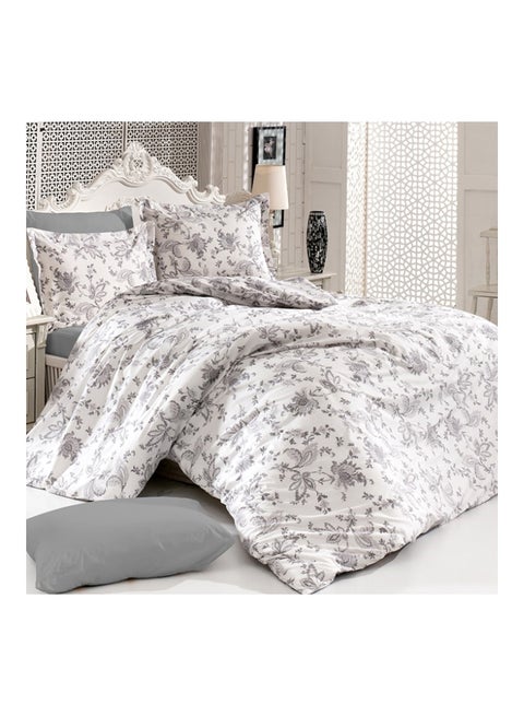 Pack Of 3 Ranforce Printed Comforter Set cotton White/Grey King