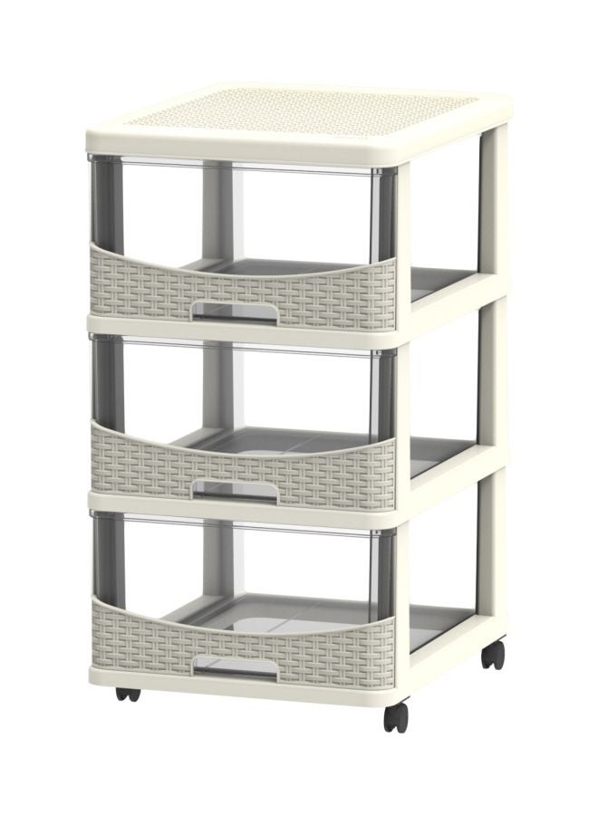 Home Box - Kevin 3-Drawer Storage Cabinet White/Grey 50x40x70cm - Image 1