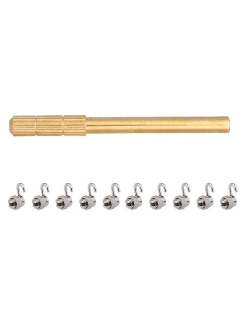 10-Piece Orthodontic Crimpable Stops Hook Set With Wrench Gold/Silver