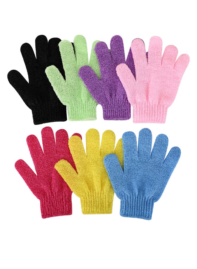 7-Piece Exfoliating Body Scrubber Bathing Glove Set Multicolour 185 x 150mm - Image 1