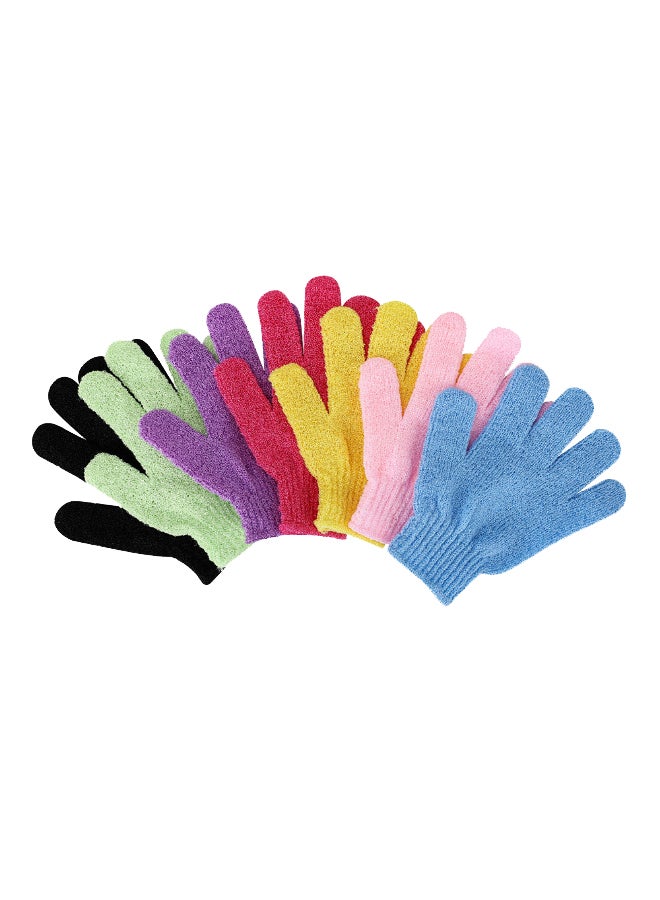 7-Piece Exfoliating Body Scrubber Bathing Glove Set Multicolour 185 x 150mm - Image 2