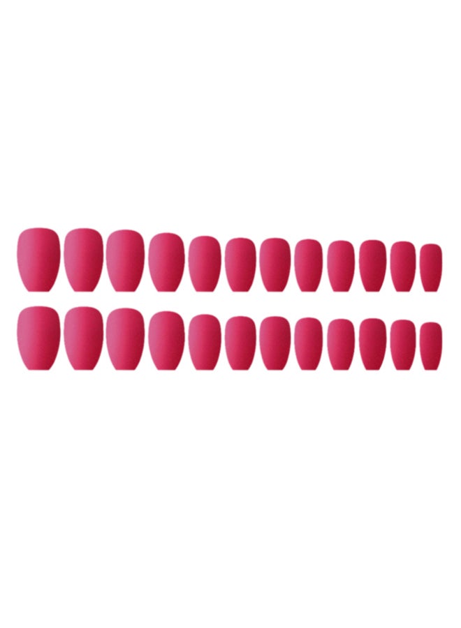 24-Piece Coffin Matte False Nail Set SM13-P169 Pink - Image 1