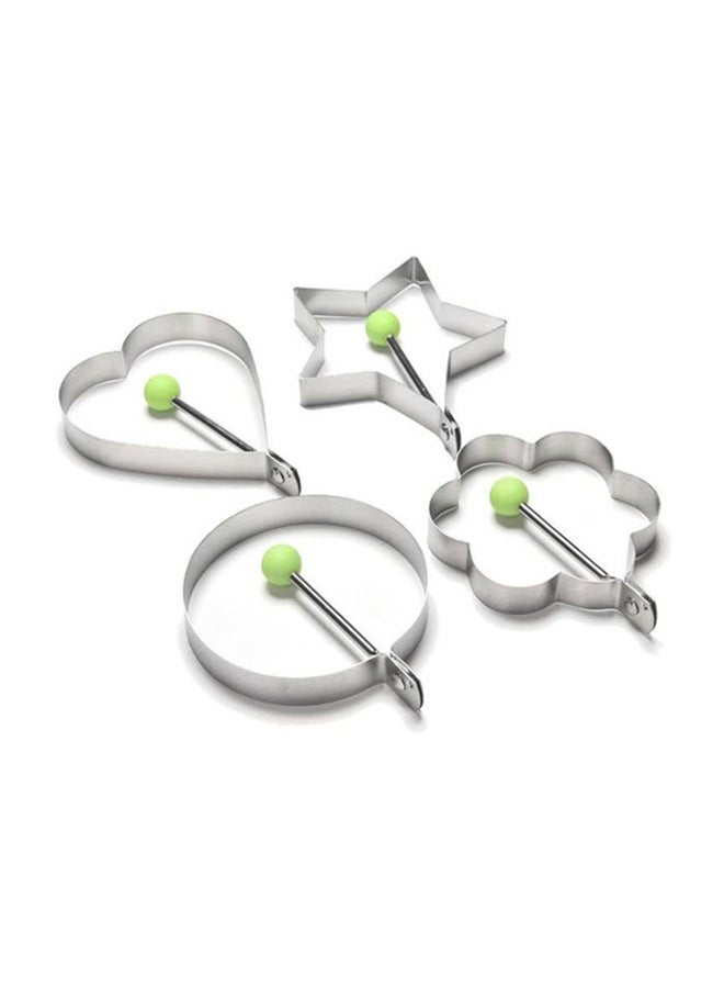 4-Piece Fried Egg Mould Silver/Green 10x5x10centimeter  - Image 1