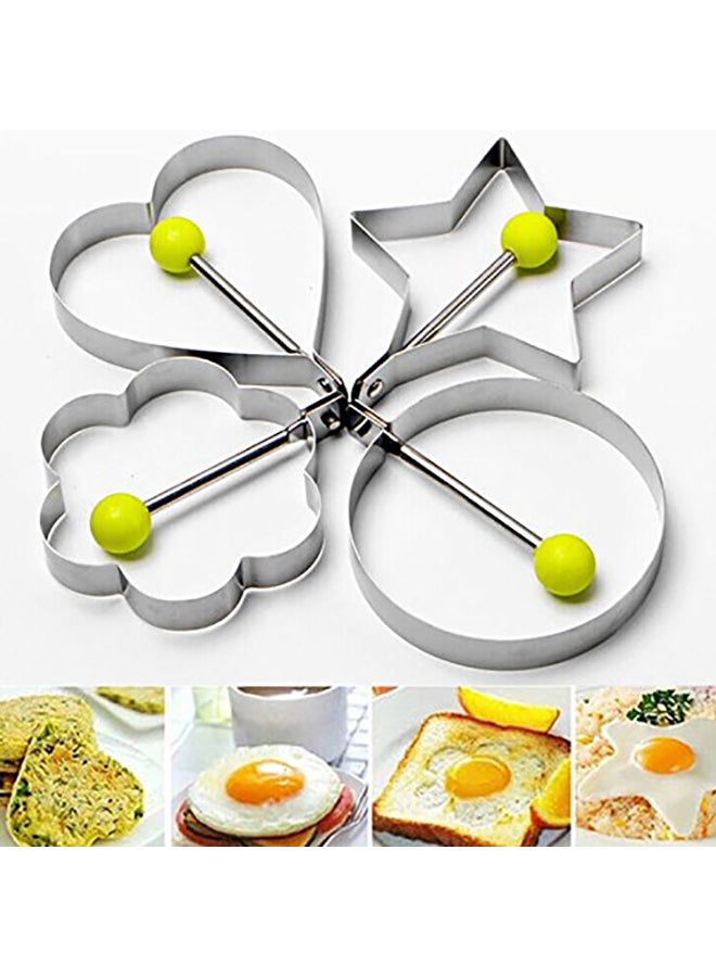 4-Piece Fried Egg Mould Silver/Green 10x5x10centimeter  - Image 3