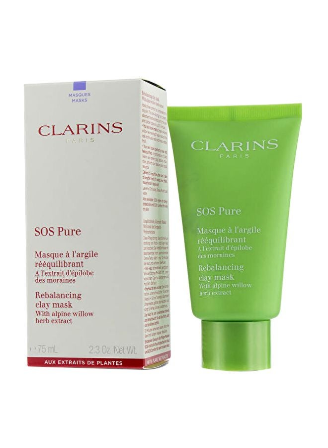 كلارنس ماسك الطين النقي إس أو إس لإعادة توازن البشرة 75ملليلتر