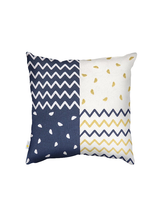 Donetella Decorative Embroidered Cushion Cover Blue/White/Yellow 45x45cm  - Image 1