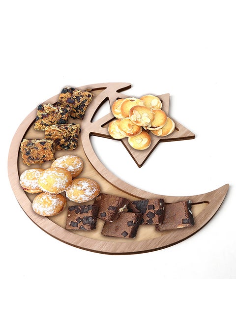 Decorative Eid Mubarak Party Serving Tray Brown/Yellow 35.2 x 33.5cm