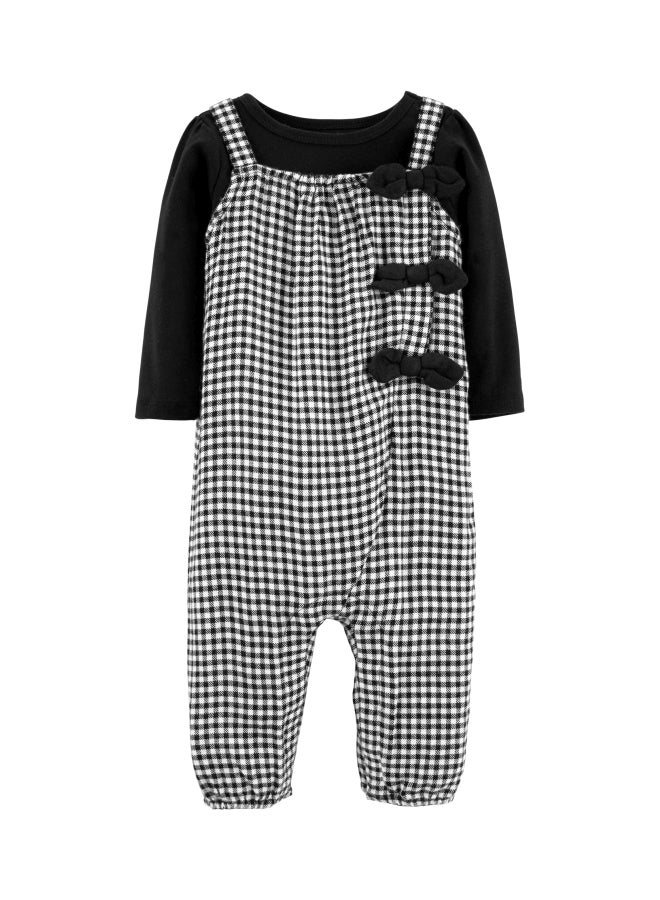 carter's - 2-Piece Printed Tee And Checkered Jumpsuit Set Black - Image 1