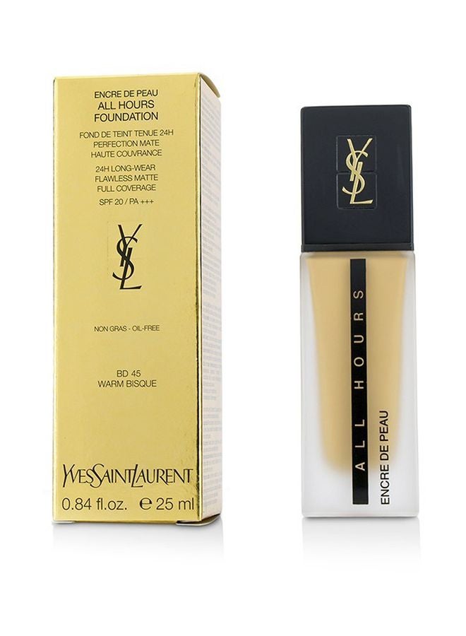 Yves Saint Laurent - All Hours Foundation SPF20 BD45 Warm Bisque - Image 1
