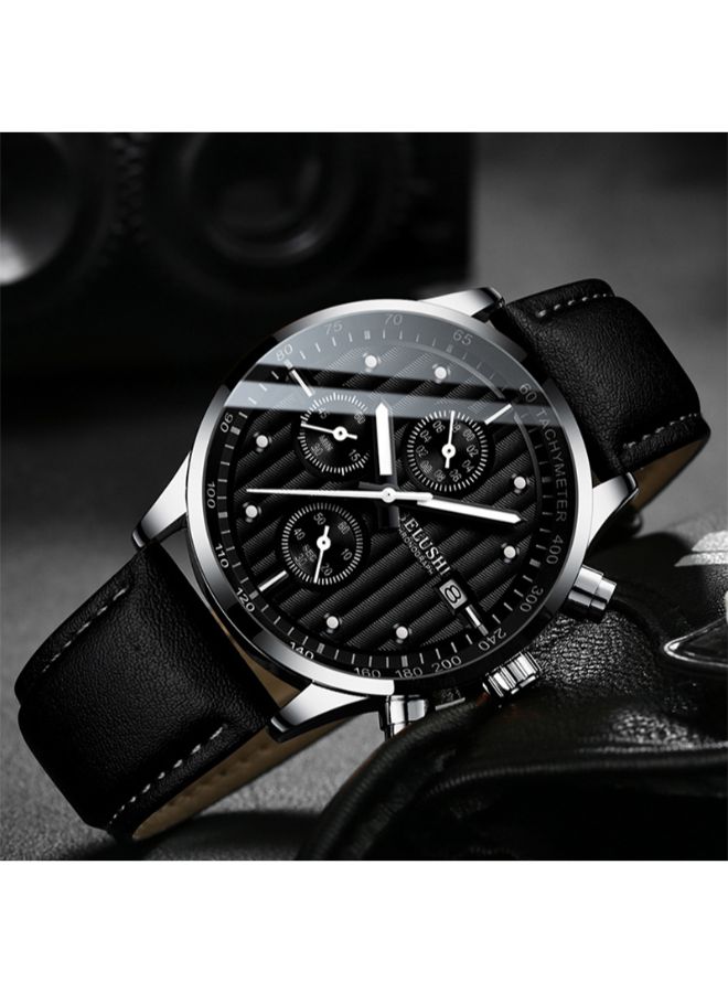 Belushi Men's Leather Quartz Analog Wrist Watch With Date Display YPZ5010  - Image 2