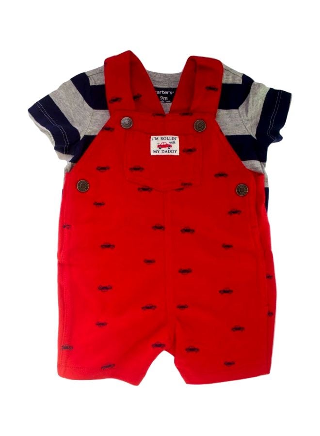 carter's 2-Piece Striped Tees With Shortalls Set Red - Image 1