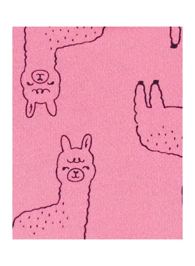 carter's Cotton Llama Printed Jersey Dress Pink/Black - Image 4