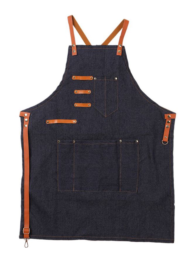 5-Pockets Hair Dresser Salon Apron Black/Orange 79 x 65cm - Image 1