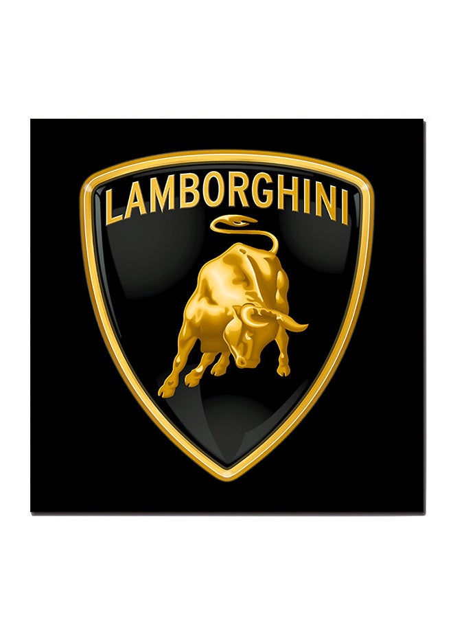 Lamborghini Logo Wall Art Painting Black/Yellow 30 x 30centimeter