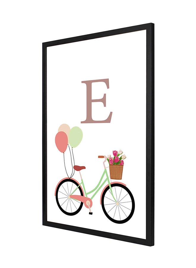 LOWHA E Letter With Bike And Balloons Wall Art Frame Painting Multicolour 53 x 73cm 