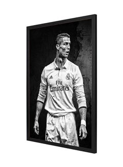LOWHA Cristiano Ronaldo Wall Art Frame Painting Black/Grey 53 x 73centimeter 
