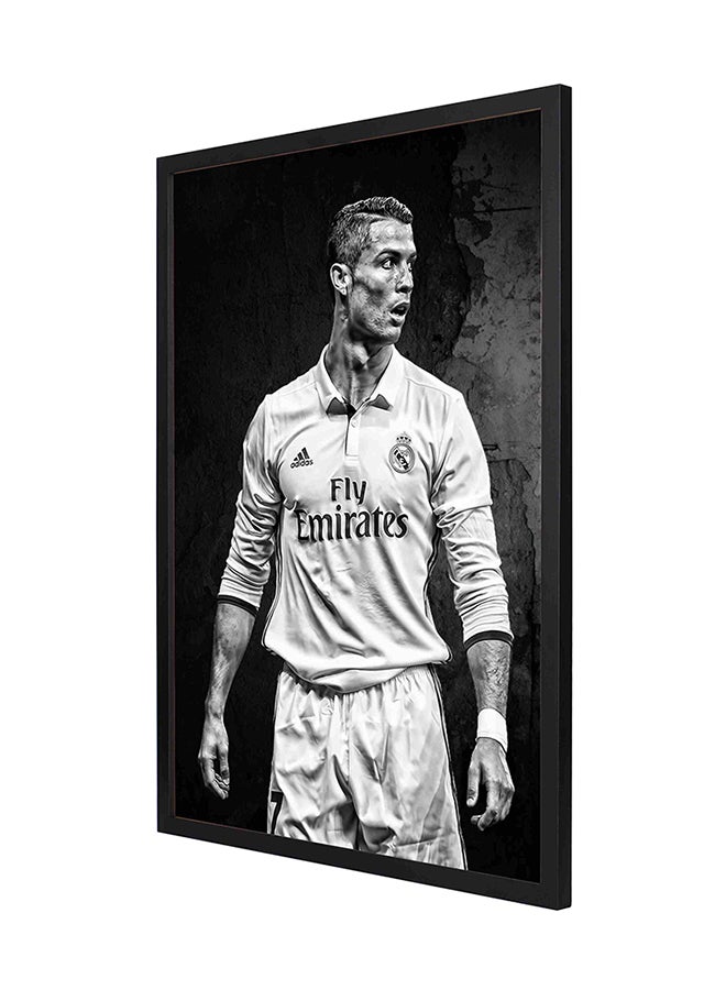 LOWHA Cristiano Ronaldo Wall Art Frame Painting Black/Grey 53 x 73centimeter 