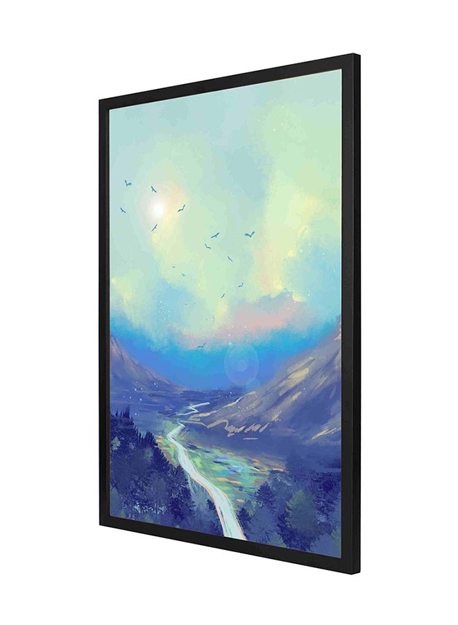 Clouds And Mountains Wall Art Frame Painting Multicolour 53 x 73cm