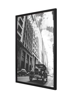 LOWHA Cars On Road Wall Art Frame Painting Black/White/Grey 53 x 73cm 