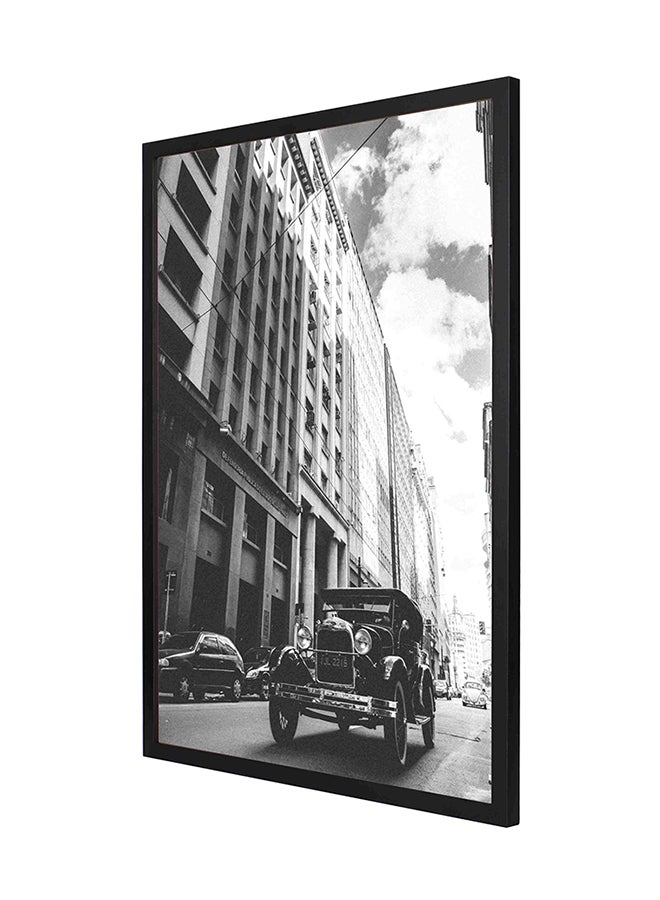 LOWHA Cars On Road Wall Art Frame Painting Black/White/Grey 53 x 73cm 