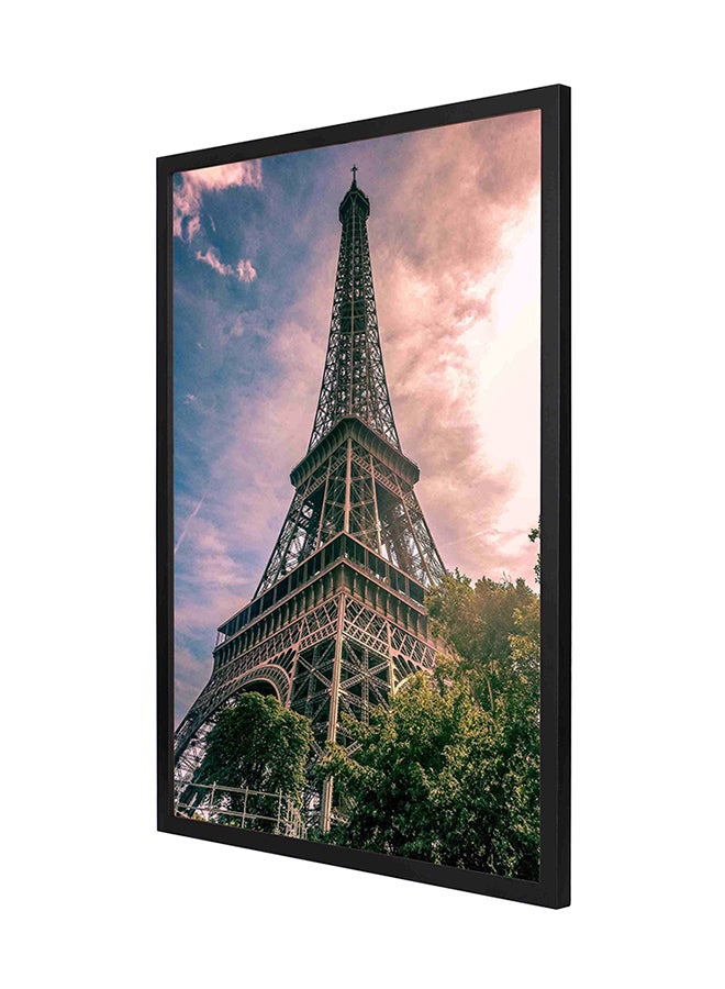 لوحة فنية لديكور الحائط مع إطار بتصميم برج إيفل متعدد الألوان 53 x 73سم