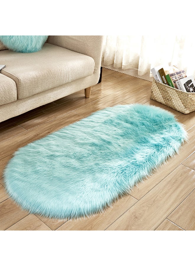 Soft Fluffy Pattern European Floor Mat Sky Blue 40 x 60cm 