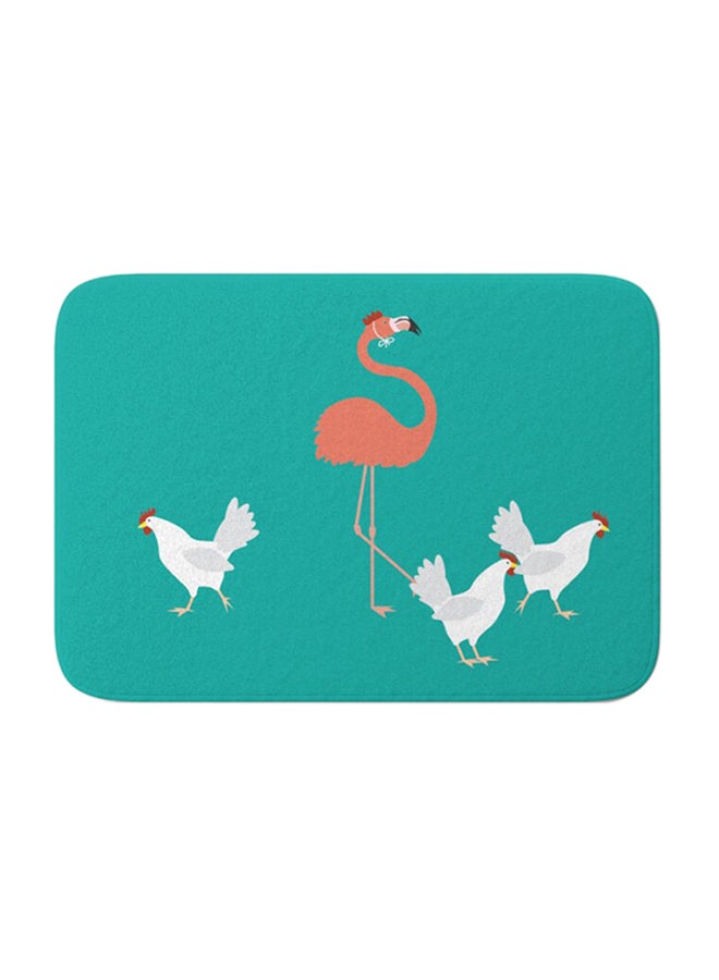 Generic Flamingo Printed Anti-Skid Doormat Blue/White/Red 40 x 60cm 