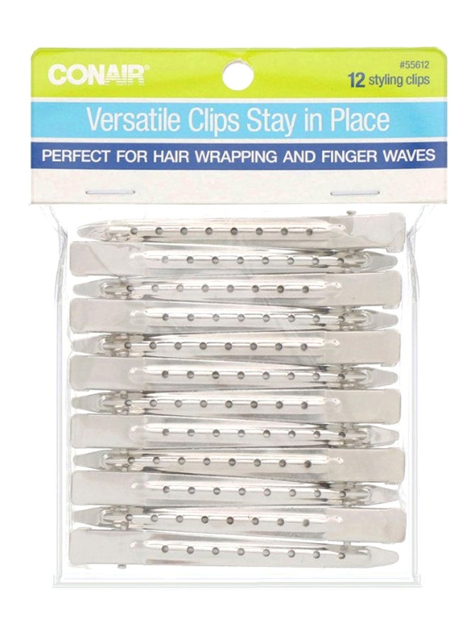 CONAIR 12-Piece Stay In Place Versatile Hair Clips Set Silver - Image 1