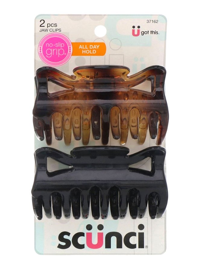 سكانشي طقم مشابك شعر بمقبض مانع للانزلاق مكون من قطعتين بني/أسود - Image 1