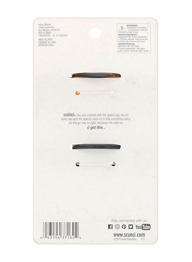 سكانشي طقم مشابك شعر بمقبض مانع للانزلاق مكون من قطعتين بني/أسود - Image 2