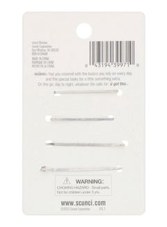Scunci 4-Piece Real Style Spotlight Stone Bobby Pins Set Silver/Clear  - Image 2